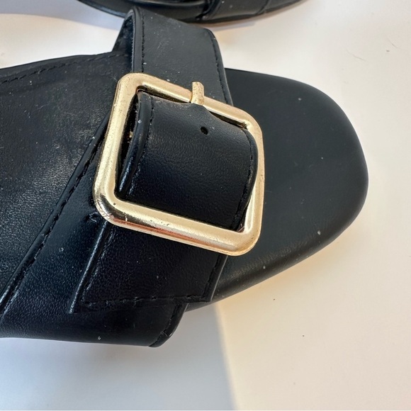 Steve Madden Black Strappy Sandals with Gold Buckle - Picture 8 of 12